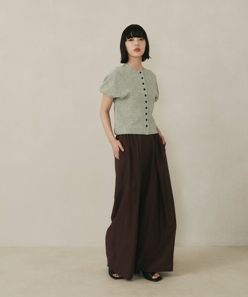 EMMEL REFINES（エメルリファインズ）の「＜EMMEL REFINES＞EMジャガード パフスリーブ プルオーバー ＆ カーディガン（ニット/セーター・レディース・ライム/ダークブラウン/ライラック・FREE）」の4枚目の写真