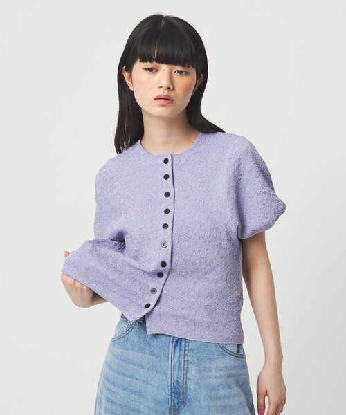 EMMEL REFINES（エメルリファインズ）の「＜EMMEL REFINES＞EMジャガード パフスリーブ プルオーバー ＆ カーディガン（ニット/セーター・レディース・ライム/ダークブラウン/ライラック・FREE）」の5枚目の写真