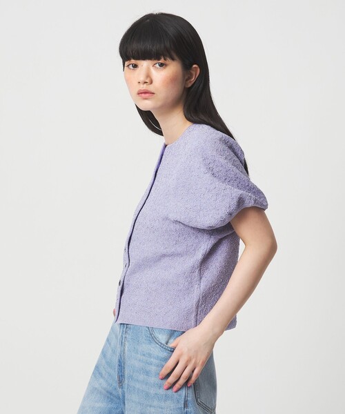 EMMEL REFINES（エメルリファインズ）の「＜EMMEL REFINES＞EMジャガード パフスリーブ プルオーバー ＆ カーディガン（ニット/セーター・レディース・ライム/ダークブラウン/ライラック・FREE）」の6枚目の写真