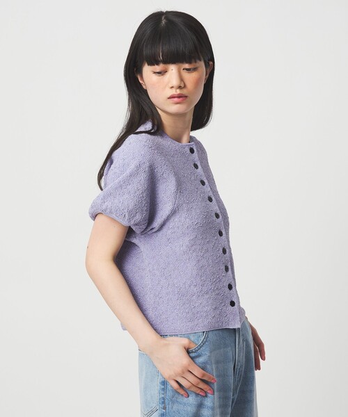 EMMEL REFINES（エメルリファインズ）の「＜EMMEL REFINES＞EMジャガード パフスリーブ プルオーバー ＆ カーディガン（ニット/セーター・レディース・ライム/ダークブラウン/ライラック・FREE）」の8枚目の写真