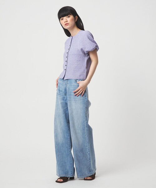 EMMEL REFINES（エメルリファインズ）の「＜EMMEL REFINES＞EMジャガード パフスリーブ プルオーバー ＆ カーディガン（ニット/セーター・レディース・ライム/ダークブラウン/ライラック・FREE）」の10枚目の写真