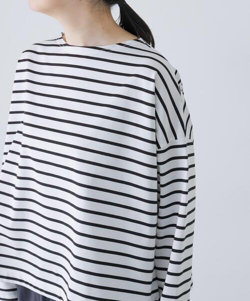 かぐれ（カグレ）の「クロップドボーダーカットソー（Tシャツ/カットソー・レディース・ブラック/ブルー・FREE）」の10枚目の写真