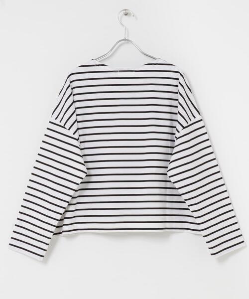 かぐれ（カグレ）の「クロップドボーダーカットソー（Tシャツ/カットソー・レディース・ブラック/ブルー・FREE）」の13枚目の写真