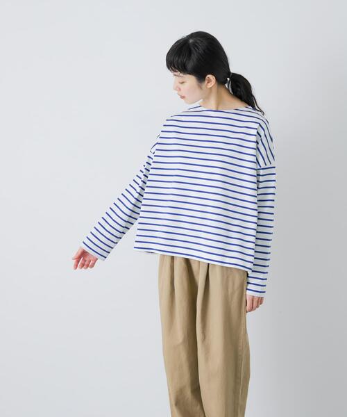 かぐれ（カグレ）の「クロップドボーダーカットソー（Tシャツ/カットソー・レディース・ブラック/ブルー・FREE）」の16枚目の写真