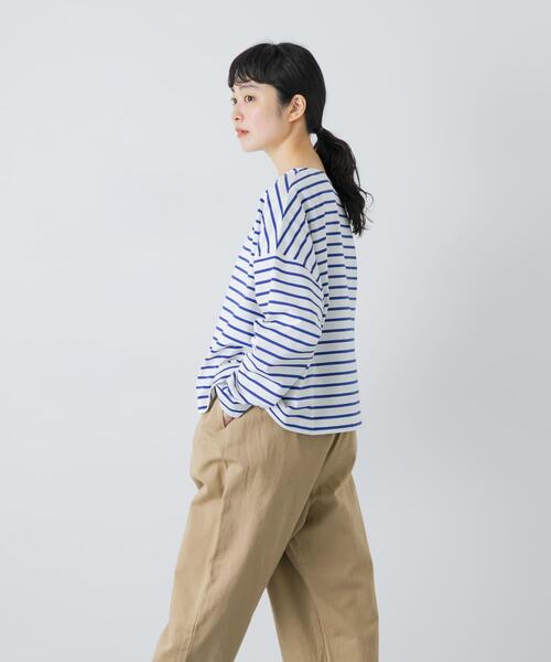 かぐれ（カグレ）の「クロップドボーダーカットソー（Tシャツ/カットソー・レディース・ブラック/ブルー・FREE）」の17枚目の写真