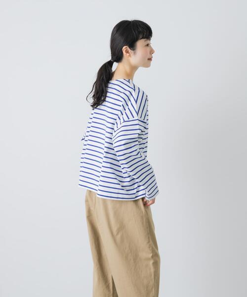 かぐれ（カグレ）の「クロップドボーダーカットソー（Tシャツ/カットソー・レディース・ブラック/ブルー・FREE）」の18枚目の写真