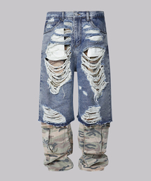 CORNERBLESS（コーナーブレス）の「CAMO LAYERED DENIM PANTS（デニムパンツ）」