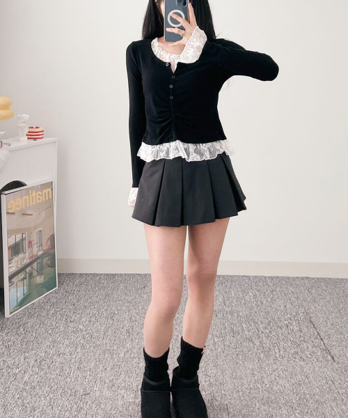 VIVID LADY（ビビッドレディー）の「レースドッキング トップスプルオーバー（Tシャツ/カットソー・レディース・ブラック/チャコールグレー・FREE）」の11枚目の写真