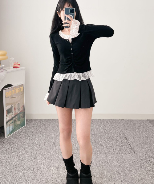 VIVID LADY（ビビッドレディー）の「レースドッキング トップスプルオーバー（Tシャツ/カットソー・レディース・ブラック/チャコールグレー・FREE）」の14枚目の写真