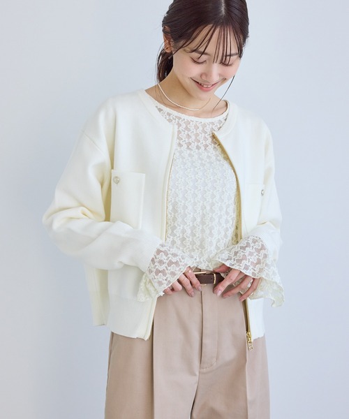 ROPE' PICNIC（ロペピクニック）の「ベルスリーブレースカットトップス（Tシャツ/カットソー・レディース・ブラック/キナリ・FREE）」の20枚目の写真