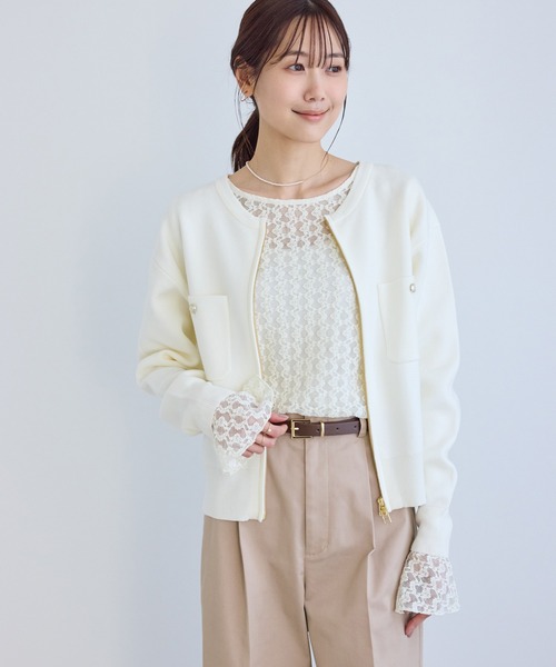 ROPE' PICNIC（ロペピクニック）の「ベルスリーブレースカットトップス（Tシャツ/カットソー・レディース・ブラック/キナリ・FREE）」の21枚目の写真