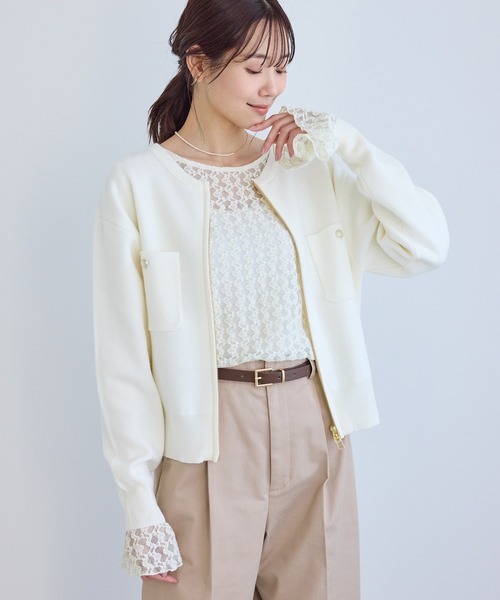 ROPE' PICNIC（ロペピクニック）の「ベルスリーブレースカットトップス（Tシャツ/カットソー・レディース・ブラック/キナリ・FREE）」の22枚目の写真