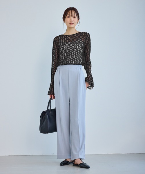 ROPE' PICNIC（ロペピクニック）の「ベルスリーブレースカットトップス（Tシャツ/カットソー・レディース・ブラック/キナリ・FREE）」の3枚目の写真