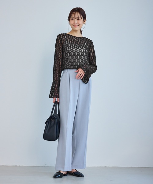 ROPE' PICNIC（ロペピクニック）の「ベルスリーブレースカットトップス（Tシャツ/カットソー・レディース・ブラック/キナリ・FREE）」の4枚目の写真