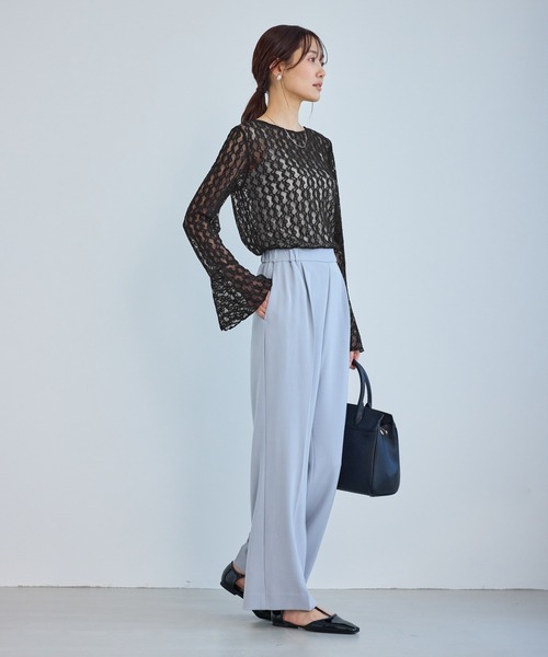 ROPE' PICNIC（ロペピクニック）の「ベルスリーブレースカットトップス（Tシャツ/カットソー・レディース・ブラック/キナリ・FREE）」の5枚目の写真