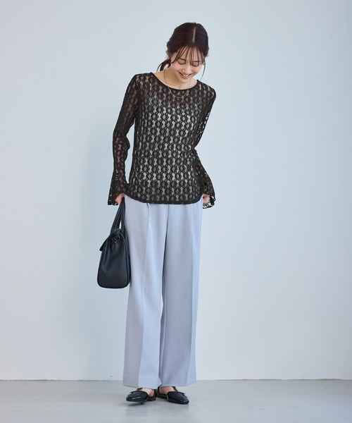 ROPE' PICNIC（ロペピクニック）の「ベルスリーブレースカットトップス（Tシャツ/カットソー・レディース・ブラック/キナリ・FREE）」の11枚目の写真