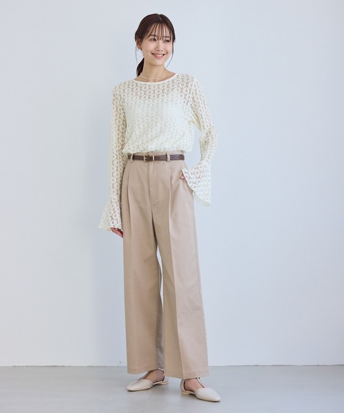 ROPE' PICNIC（ロペピクニック）の「ベルスリーブレースカットトップス（Tシャツ/カットソー・レディース・ブラック/キナリ・FREE）」の14枚目の写真