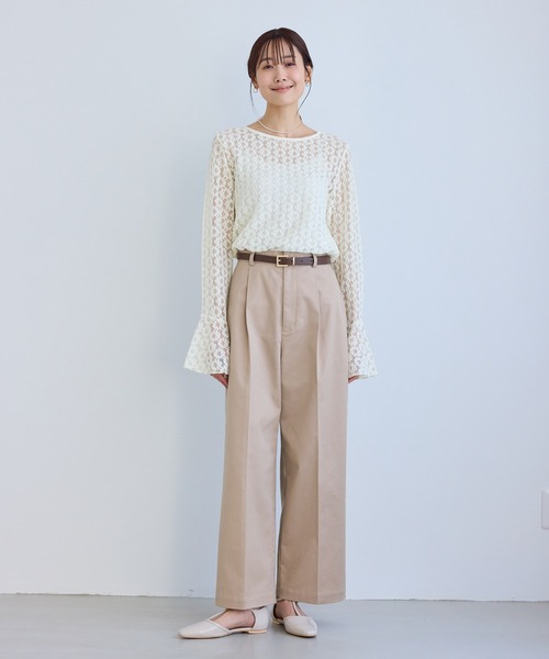 ROPE' PICNIC（ロペピクニック）の「ベルスリーブレースカットトップス（Tシャツ/カットソー・レディース・ブラック/キナリ・FREE）」の15枚目の写真