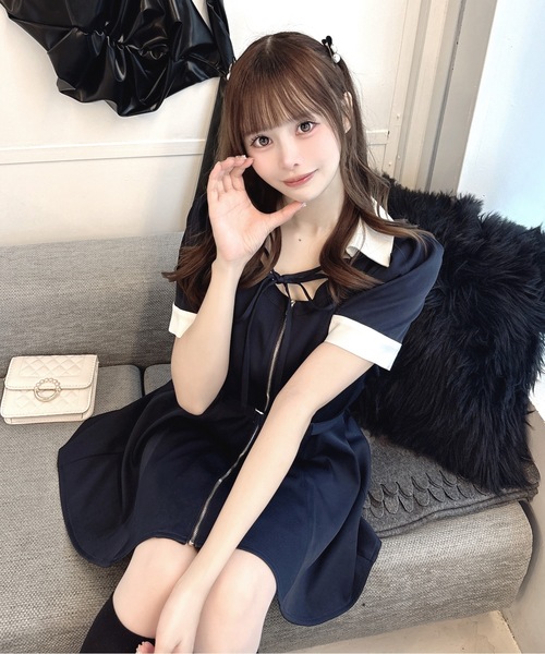 one way(ワンウェイ)の「バックリボンフレアワンピース(ワンピース・レディース・グレー/ネイビー/ブラック・FREE)」の18枚目の写真