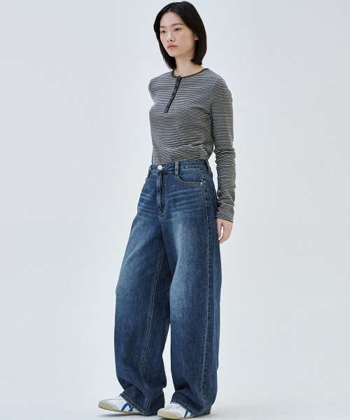 MALOUPE（マロップ）の「9156 カーブドバレルデニムパンツ (ミディアムインディゴ)（デニムパンツ・レディース・その他・26/28/30）」の5枚目の写真