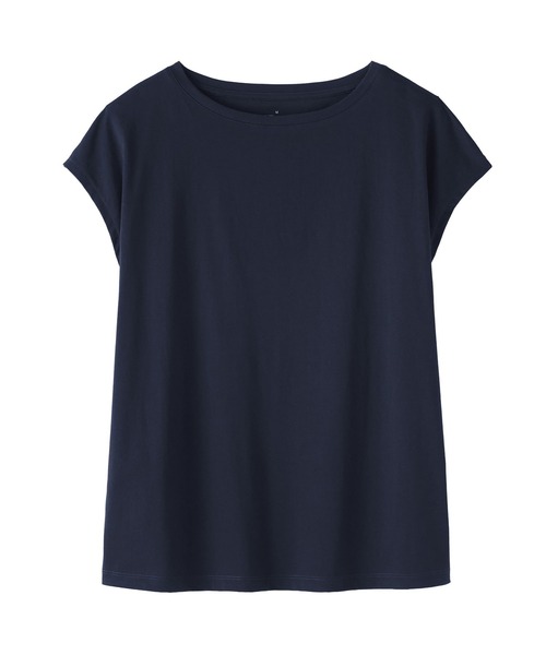 無印良品（ムジルシリョウヒン）の「婦人 天竺編みフレンチスリーブＴシャツ（Tシャツ/カットソー・レディース・ライトピンク/スモーキーグリーン系/チャコールグレー/ブラック/ライトパープル/ダークネイビー/ライトグレー/ホワイト・S/XL/L/M）」の19枚目の写真
