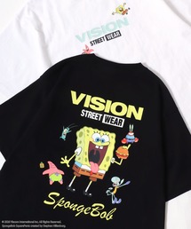 VISION STREET WEAR（ヴィジョンストリートウェア）の「VISION STREET WEAR/ヴィジョンストリートウェア Sponge Bob/スポンジボブ コラボ オーバーサイズ フロント/バックプリント ロゴ ワンポイント 半袖Tシャツ/レディース メンズ（Tシャツ/カットソー）」