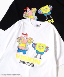 VISION STREET WEAR（ヴィジョンストリートウェア）の「VISION STREET WEAR/ヴィジョンストリートウェア Sponge Bob/スポンジボブ コラボ オーバーサイズ フロント/バックプリント ロゴ ワンポイント 半袖Tシャツ/レディース メンズ（Tシャツ/カットソー）」
