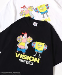 VISION STREET WEAR（ヴィジョンストリートウェア）の「VISION STREET WEAR/ヴィジョンストリートウェア Sponge Bob/スポンジボブ コラボ オーバーサイズ フロント/バックプリント ロゴ ワンポイント 半袖Tシャツ/レディース メンズ（Tシャツ/カットソー）」