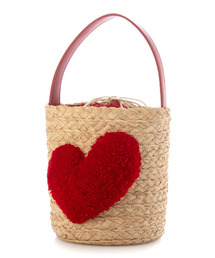 cache cache | カシュカシュ cachecache / ハート付ラフィアバケットトート カゴバッグ(かごバッグ)