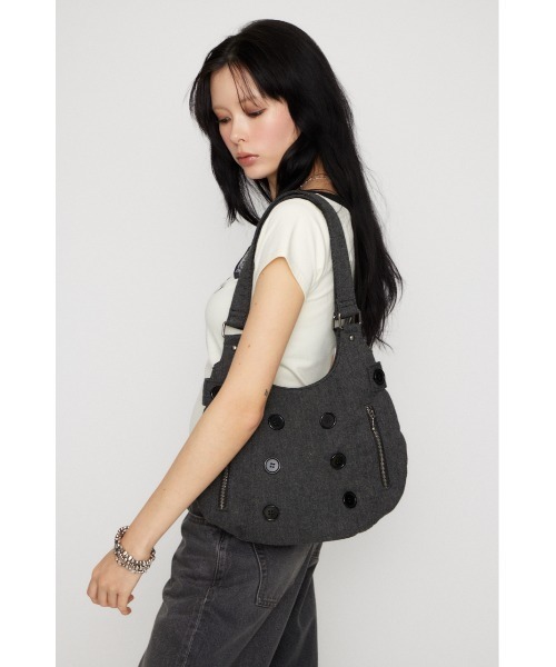 LAGUA GEM(ラグアジェム)の「DOUBLE BUTTON バッグ(ショルダーバッグ・レディース・グレー/ブラック・FREE)」の14枚目の写真