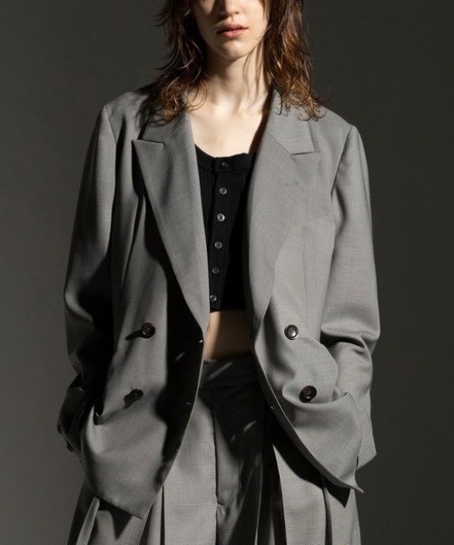 ROBES&CONFECTIONS(ローブスコンフェクションズ)の「Robes & Confections/ローブス&コンフェクションズ/ドライウールボイル LSダブルジャケット(テーラードジャケット・レディース・ブラック/グレー系その他3・1)」の2枚目の写真