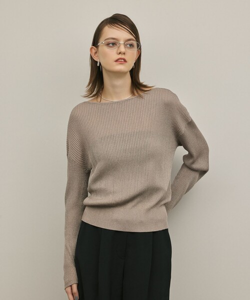 Diagram（ダイアグラム）の「ラメリブクルーニットトップ（ニット/セーター・レディース・グレー/ブラック・36）」の2枚目の写真