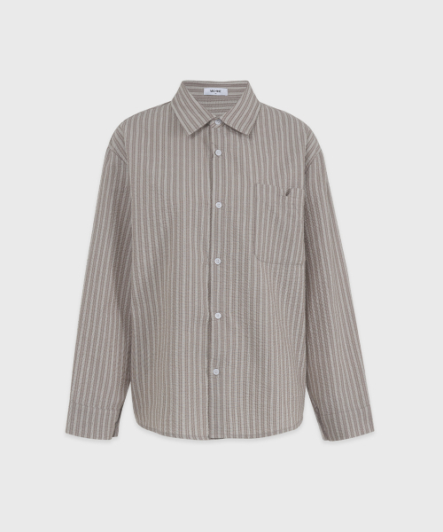 MICANE（ミケーネ）の「フィラストライプオーバーサイズシャツ（シャツ/ブラウス・レディース・スカイブルー/ブラウン・SMALL/MEDIUM/LARGE/X-LARGE）」の12枚目の写真