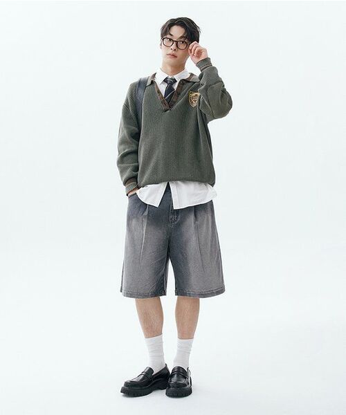 CACTUSDONUTMARKET(カクタスドーナツマーケット)の「One Tuck Bermuda Denim Pants - Black(その他パンツ・メンズ・その他・SMALL/MEDIUM/LARGE)」の2枚目の写真