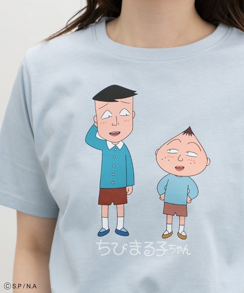 Honeys(ハニーズ)の「ちびまる子ちゃん/半袖Tシャツ(Tシャツ/カットソー・レディース・スミクロ/オートミール/ピンク/サックスブルー/オフホワイト・S/L/LL/M)」の5枚目の写真