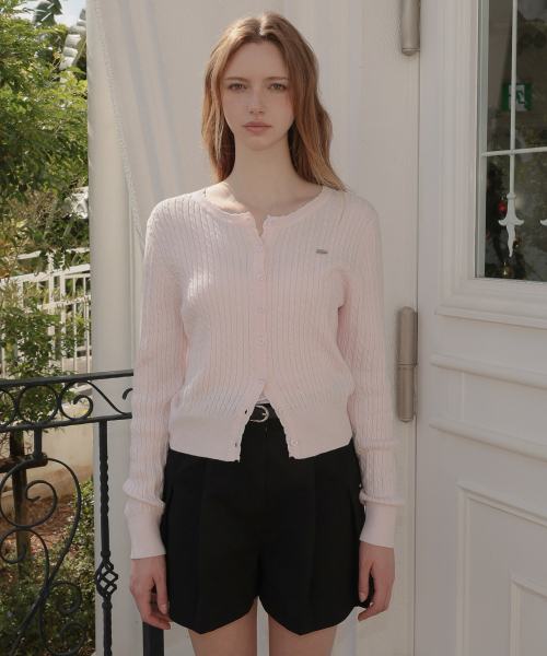 DEHEVE（デヘヴェ）の「Frill Cable Knit Cardigan [Pink]（カーディガン/ボレロ・レディース・PINK・FREE）」の3枚目の写真