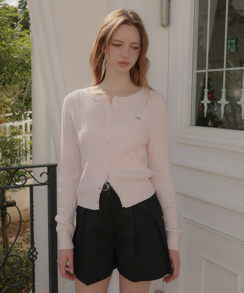 DEHEVE（デヘヴェ）の「Frill Cable Knit Cardigan [Pink]（カーディガン/ボレロ・レディース・PINK・FREE）」の5枚目の写真