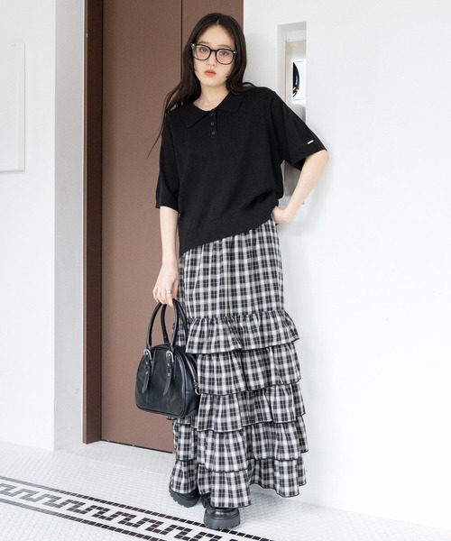 RAGEBLUE（レイジブルー）の「＜Bloomy Yarn Knit＞ショートニットポロシャツ（ポロシャツ・レディース・ブラック/イエロー/ブルー/ピンク/レッド・FREE）」の19枚目の写真