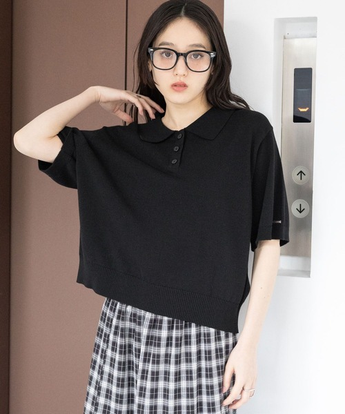 RAGEBLUE（レイジブルー）の「＜Bloomy Yarn Knit＞ショートニットポロシャツ（ポロシャツ・レディース・ブラック/イエロー/ブルー/ピンク/レッド・FREE）」の21枚目の写真