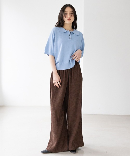 RAGEBLUE（レイジブルー）の「＜Bloomy Yarn Knit＞ショートニットポロシャツ（ポロシャツ・レディース・ブラック/イエロー/ブルー/ピンク/レッド・FREE）」の6枚目の写真