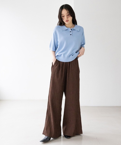 RAGEBLUE（レイジブルー）の「＜Bloomy Yarn Knit＞ショートニットポロシャツ（ポロシャツ・レディース・ブラック/イエロー/ブルー/ピンク/レッド・FREE）」の7枚目の写真