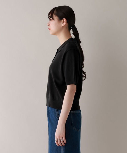 RAGEBLUE（レイジブルー）の「＜Bloomy Yarn Knit＞ショートニットポロシャツ（ポロシャツ・レディース・ブラック/イエロー/ブルー/ピンク/レッド・FREE）」の8枚目の写真