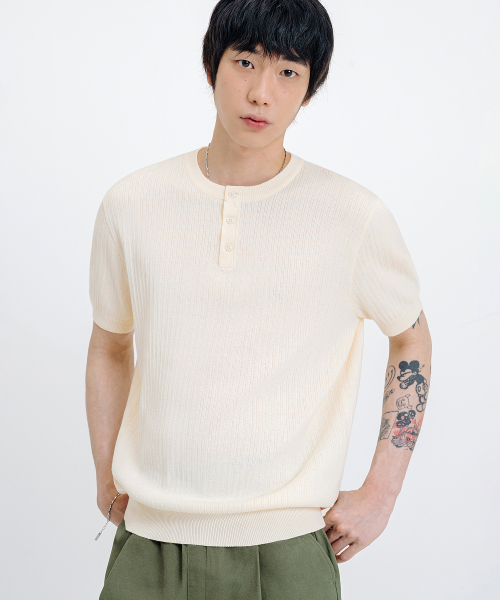 LEMAIN SECOND（リメインセカンド）の「クラシックヘンリーネックウォッシャブル半袖ニット[アイボリー]（Tシャツ/カットソー・レディース・その他・MEDIUM/LARGE/X-LARGE）」の6枚目の写真
