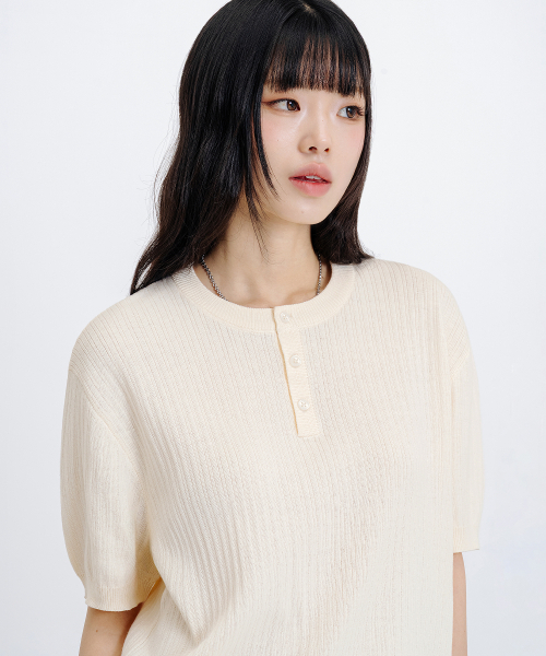 LEMAIN SECOND（リメインセカンド）の「クラシックヘンリーネックウォッシャブル半袖ニット[アイボリー]（Tシャツ/カットソー・レディース・その他・MEDIUM/LARGE/X-LARGE）」の8枚目の写真