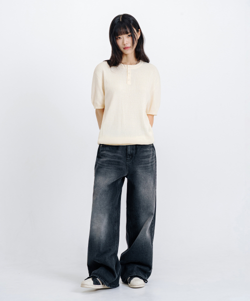 LEMAIN SECOND（リメインセカンド）の「クラシックヘンリーネックウォッシャブル半袖ニット[アイボリー]（Tシャツ/カットソー・レディース・その他・MEDIUM/LARGE/X-LARGE）」の9枚目の写真