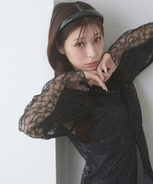 Ambre Neige(アンブルネージュ)の「sequins lace collar blouse / スパンコールレースエリツキブラウス(シャツ/ブラウス・レディース・アイボリー/ブラック/ブルー系その他・FREE)」の17枚目の写真