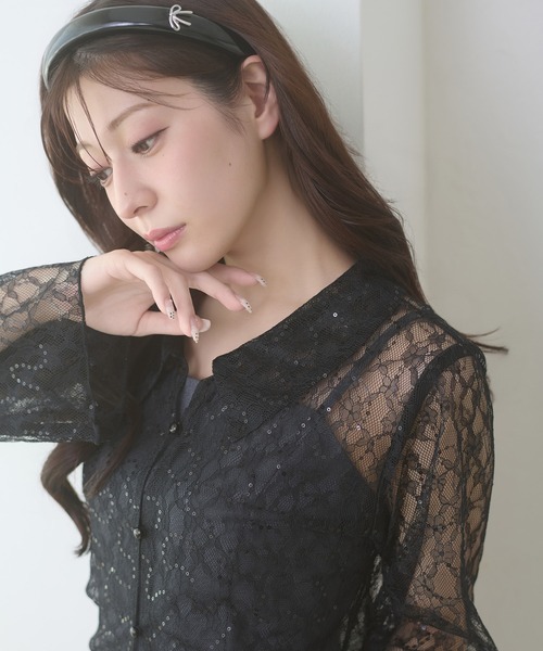 Ambre Neige(アンブルネージュ)の「sequins lace collar blouse / スパンコールレースエリツキブラウス(シャツ/ブラウス・レディース・アイボリー/ブラック/ブルー系その他・FREE)」の16枚目の写真