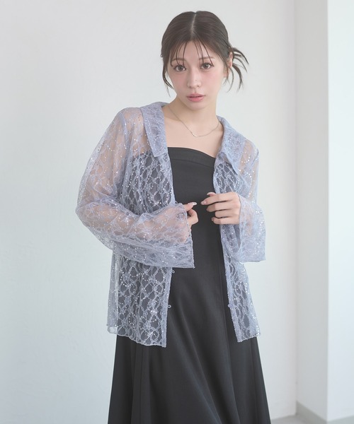 Ambre Neige(アンブルネージュ)の「sequins lace collar blouse / スパンコールレースエリツキブラウス(シャツ/ブラウス・レディース・アイボリー/ブラック/ブルー系その他・FREE)」の13枚目の写真