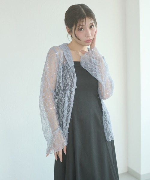 Ambre Neige(アンブルネージュ)の「sequins lace collar blouse / スパンコールレースエリツキブラウス(シャツ/ブラウス・レディース・アイボリー/ブラック/ブルー系その他・FREE)」の12枚目の写真