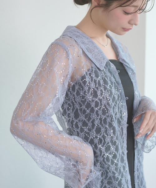 Ambre Neige(アンブルネージュ)の「sequins lace collar blouse / スパンコールレースエリツキブラウス(シャツ/ブラウス・レディース・アイボリー/ブラック/ブルー系その他・FREE)」の14枚目の写真